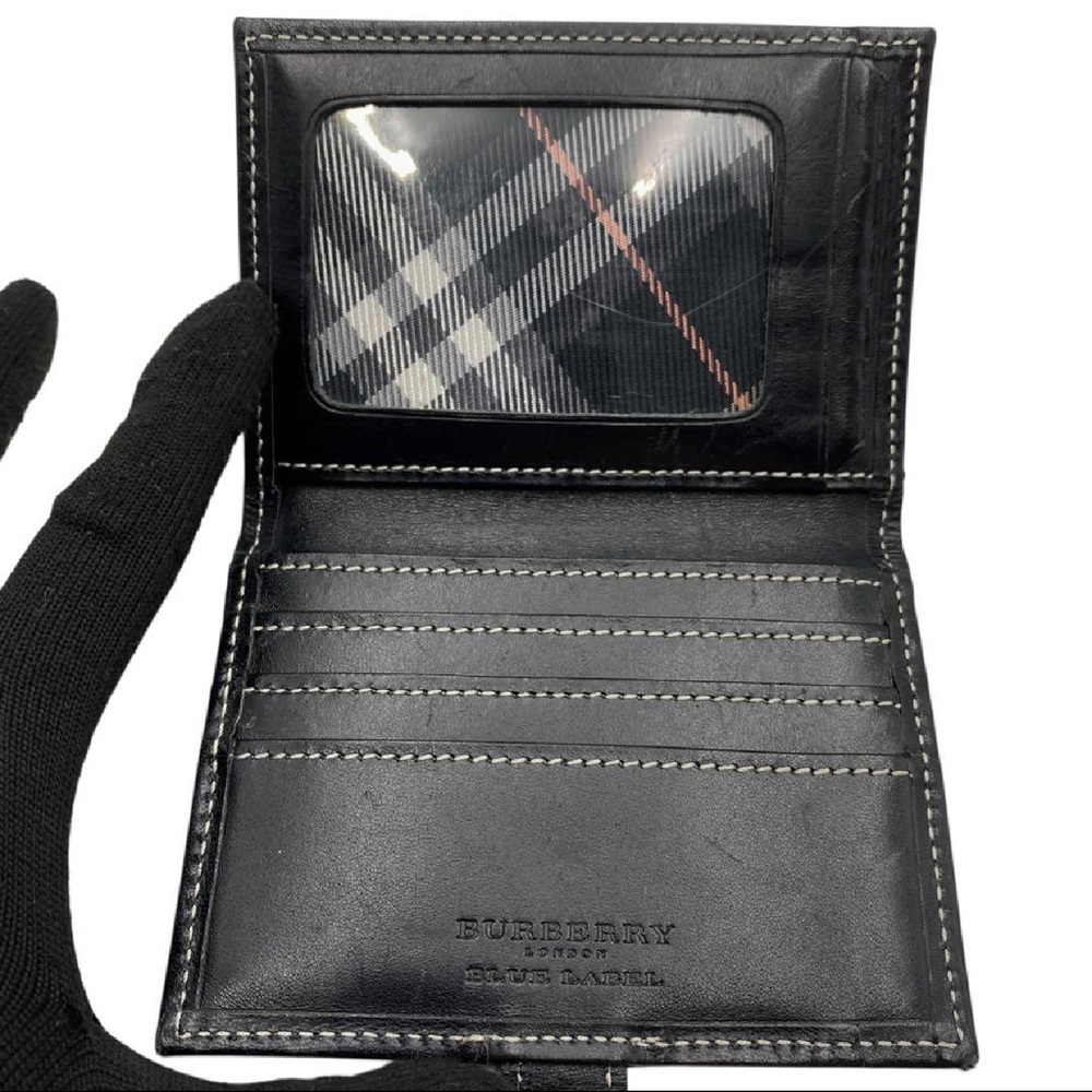 Burberry Blue Label Black Nova Check Leather Trim Wallet - Picture 7 of 9